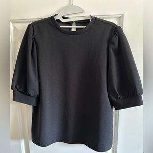 SheIn Women's Puff Sleeve Casual Solid Top Pullover Keyhole Back Blouse